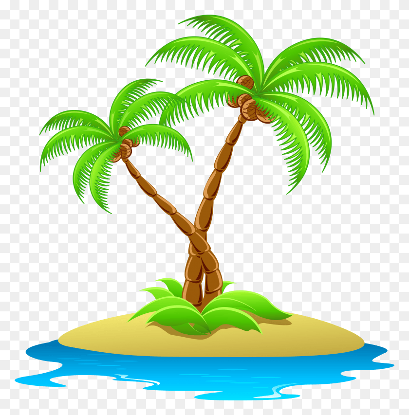 3787x3851 X 4138 14 Palm Tree Island Clip Art, Plant, Tree, Arecaceae HD PNG Download