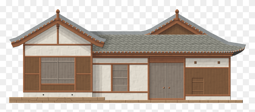 1224x484 X 484 4 Casa Tradicional Coreana Vector, Techo, Techo De Tejas Hd Png