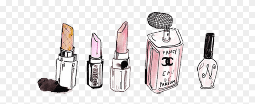 598x285 X 500 11 Cartoon Chanel Perfume, Cosmetics, Lipstick, Lighter HD PNG Download