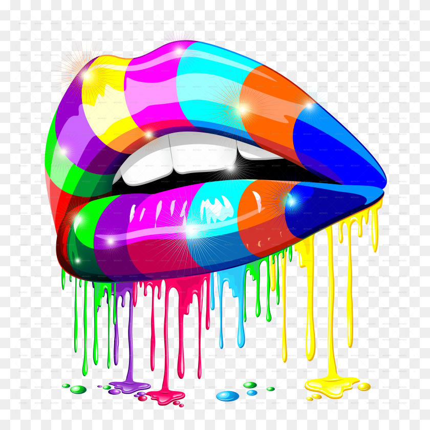 5000x5000 X 5000 33 Rainbow Lips Dripping HD PNG Download
