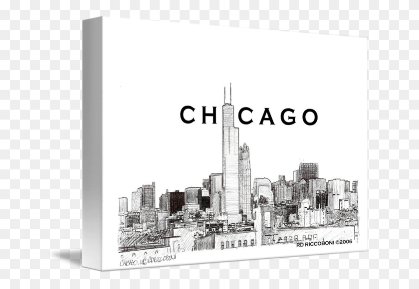 650x520 X 520 5 Чикаго Skyline Рисование Реалистичный, Здание, Город, Метрополис Hd Png Скачать