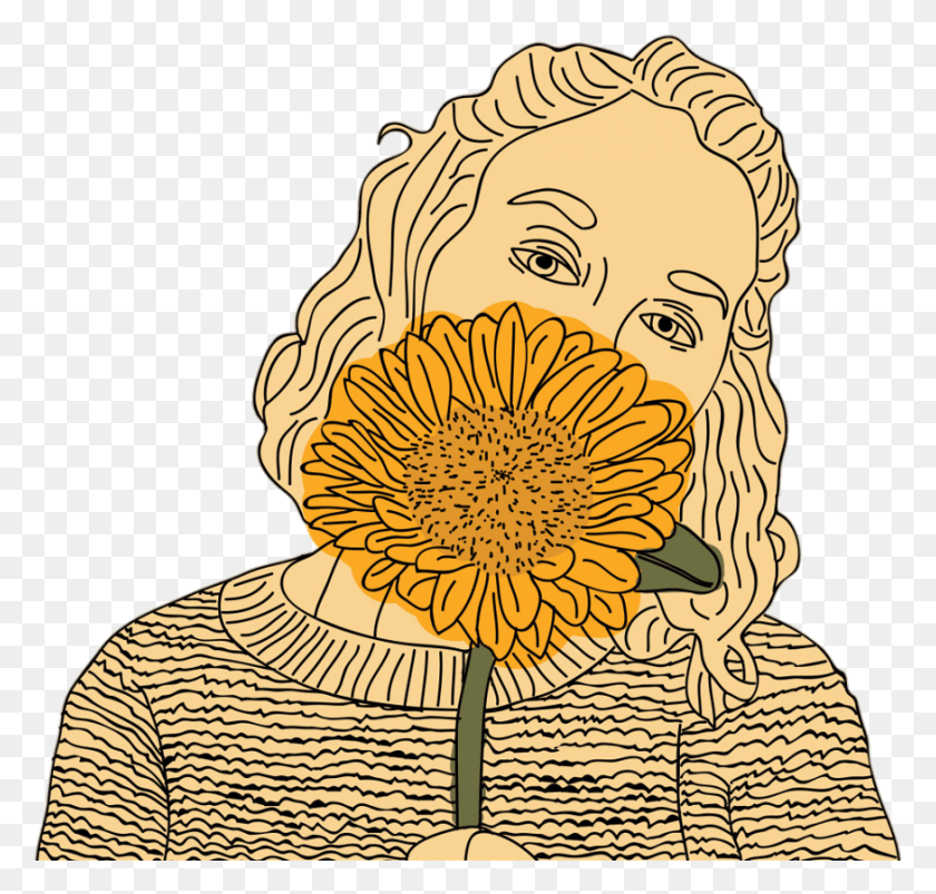 874x833 X 568 10 Aesthetic Drawings Sunflower, Person, Plant HD PNG Download