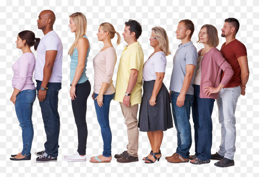 848x558 X 587 3 People Waiting In Line, Pants, Clothing, Apparel HD PNG Download