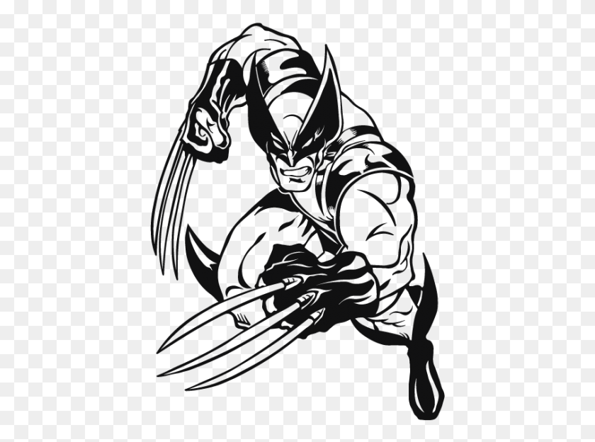 417x564 X 600 24 Wolverine Black And White Cartoon, Statue, Sculpture HD PNG Download
