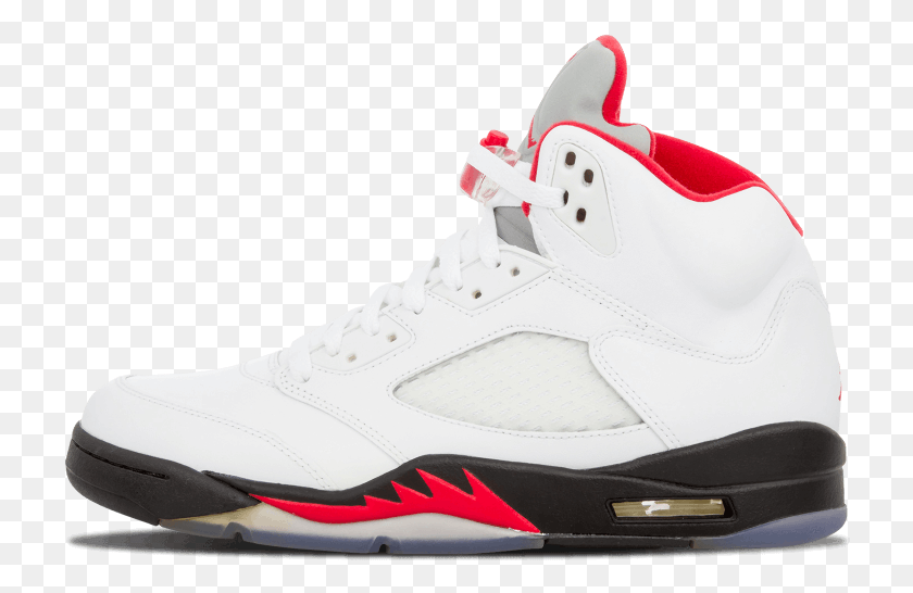 724x486 X 600 5 Jordan 5 White And Red, Shoe, Footwear, Clothing HD PNG Download