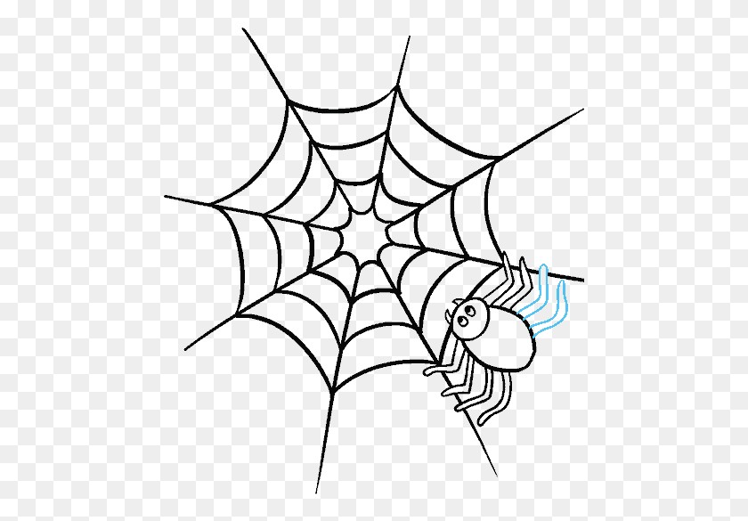 473x525 X 600 8 Spider With Web Drawing, Spider Web HD PNG Download