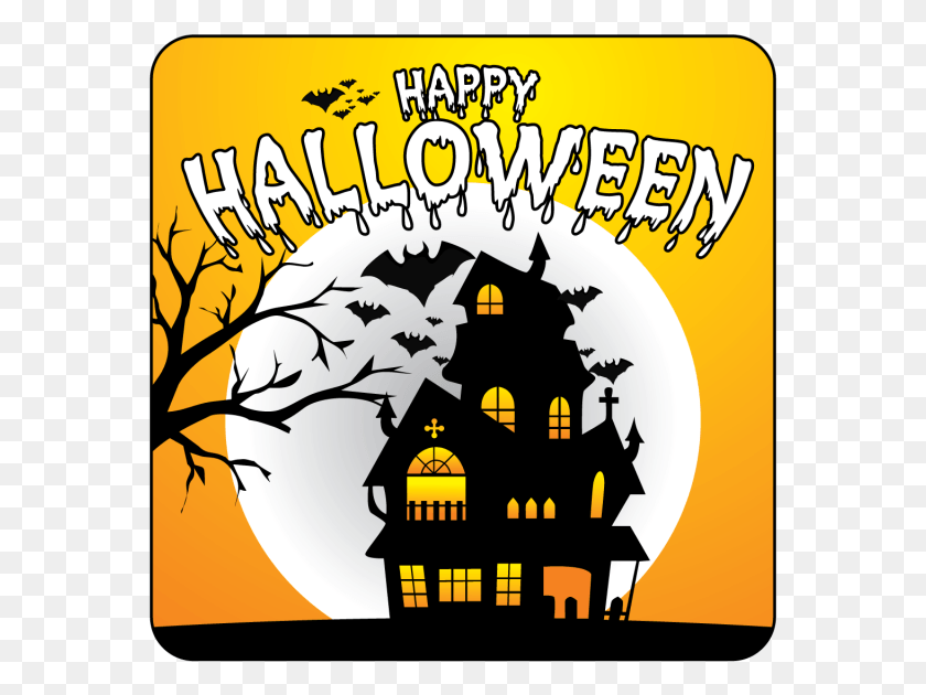 571x570 X 640 5 Haunted House Cartoon Silhouette, Poster, Advertisement, Flyer HD PNG Download