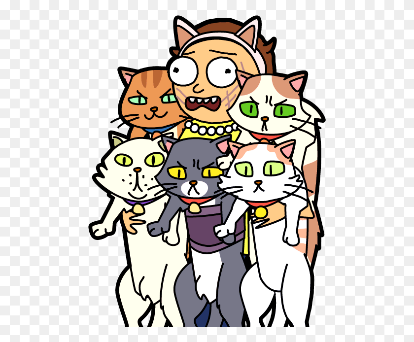 483x634 X 650 14 Pocket Mortys Cat Morty, Graphics, Doodle HD PNG Download