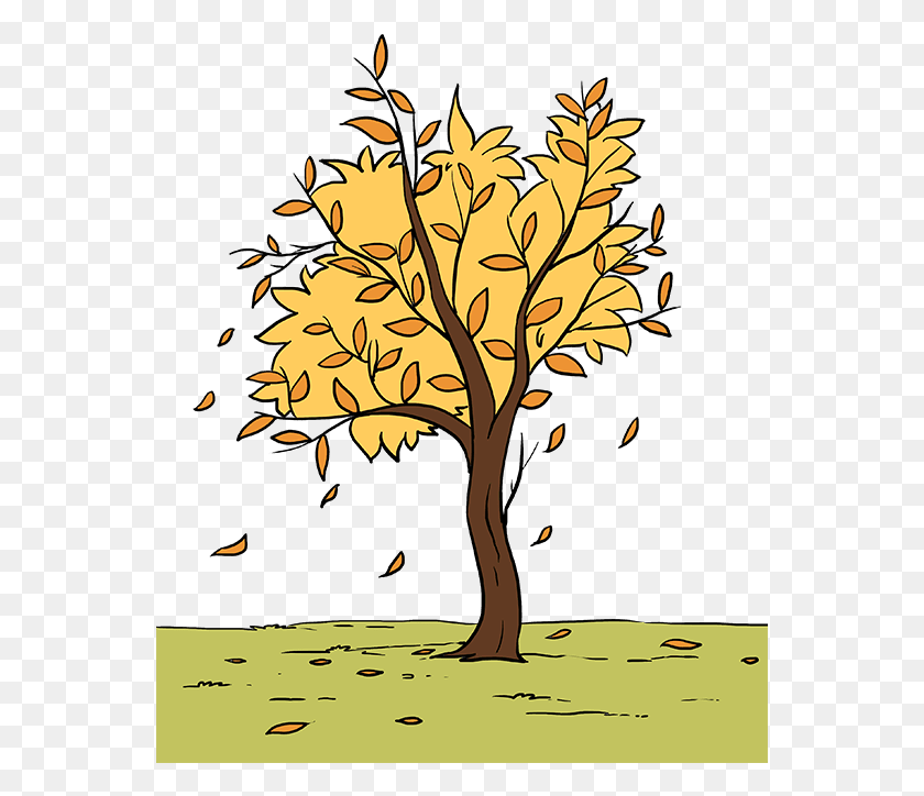 557x664 X 678 7 Draw An Autumn Tree, Leaf, Plant, Bonfire HD PNG Download