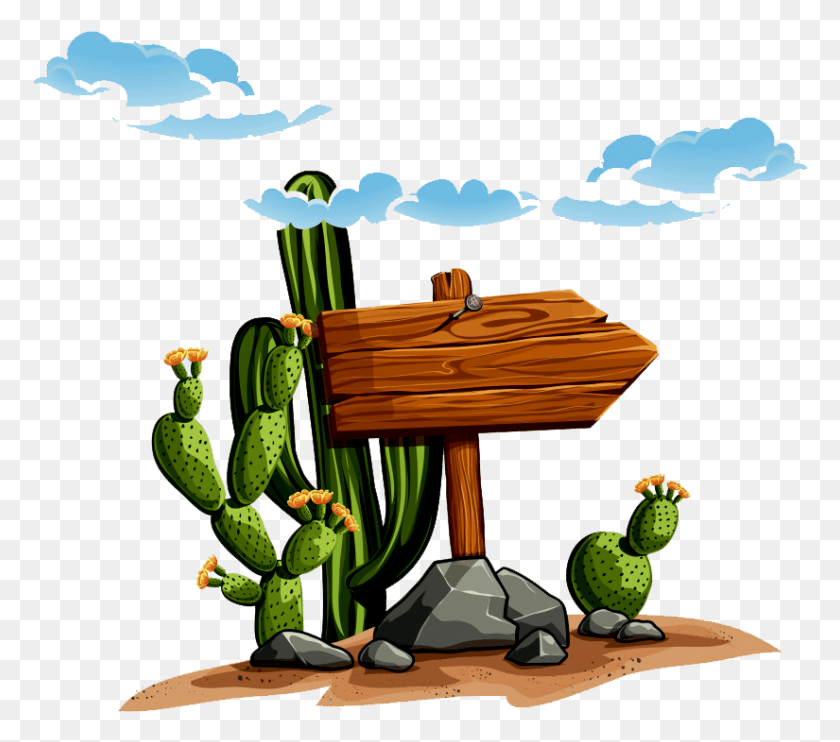 825x722 Descargar Png / Cactus Desierto De Dibujos Animados, Planta, Plátano, Fruta Hd Png