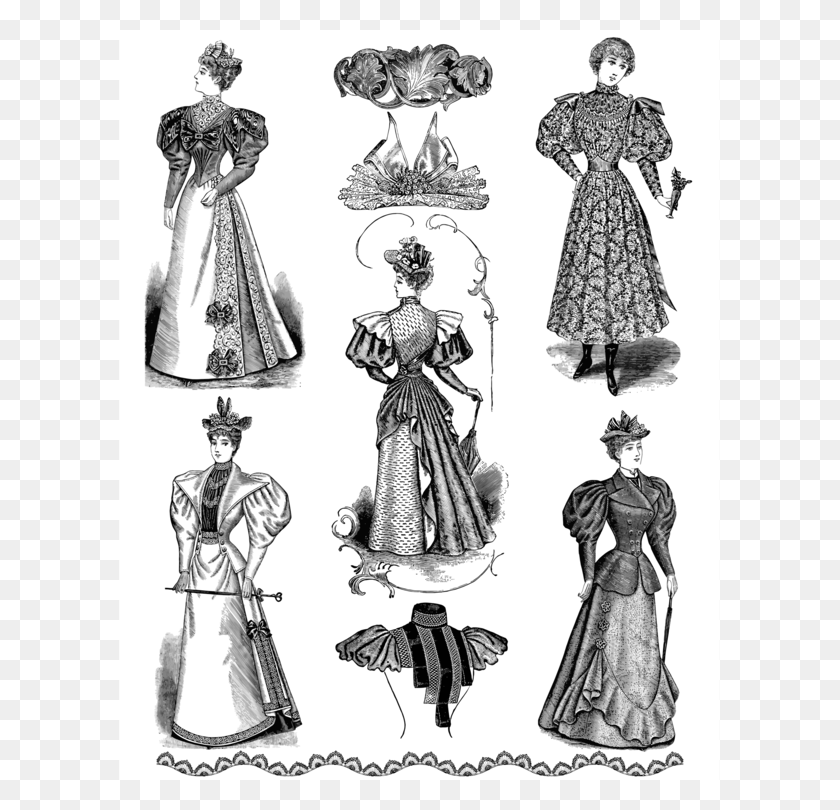 601x750 X 750 3 Dresses Fashion Clipart Black And White, Person, Human, Clothing HD PNG Download