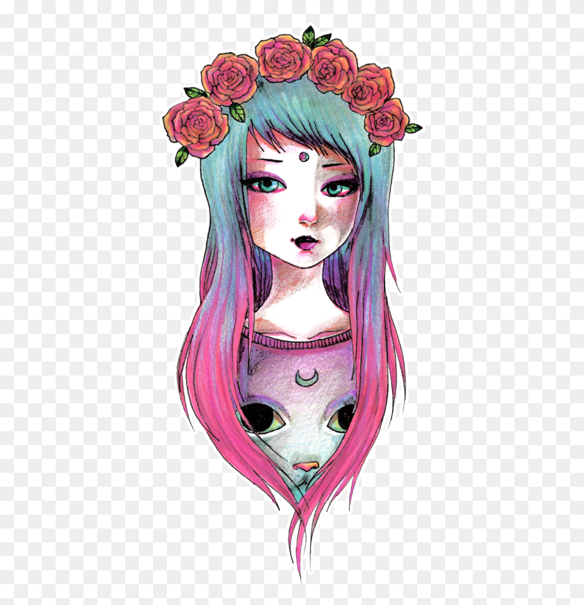 386x810 X 818 15 Pastel Goth Girl Drawing, Head, Person, Human HD PNG Download