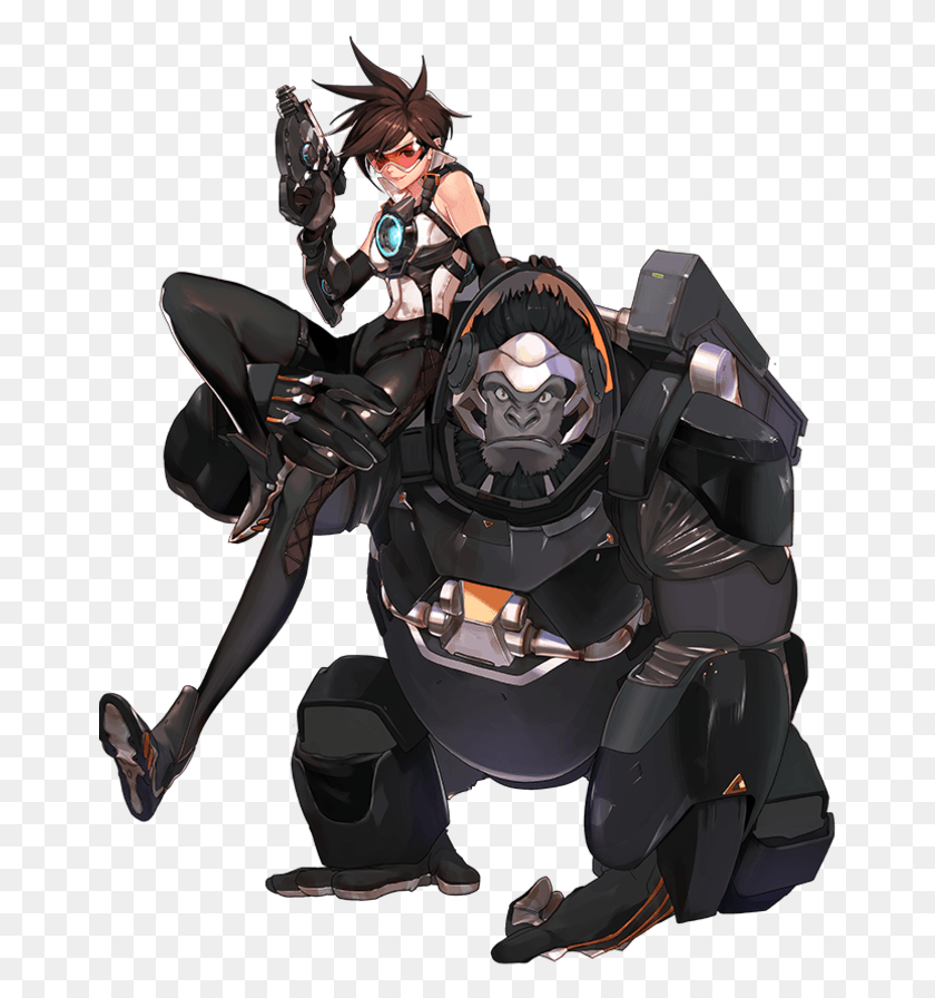 663x836 X 980 5 0 Overwatch Tracer And Winston, Toy, Robot HD PNG Download