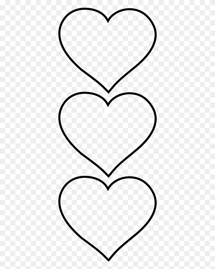390x990 X 990 10 Three Clip Art Black And White Hearts, Heart, Symbol, Stencil HD PNG Download