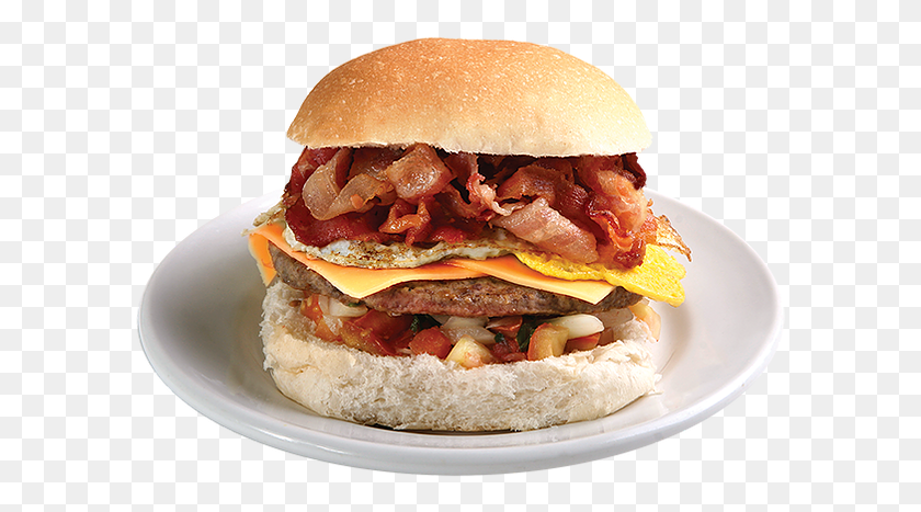 598x407 X Bacon Fast Food, Burger, Food HD PNG Download