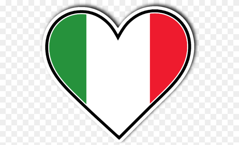 567x509 X Die Cut Italian Flag Heart Sticker PNG