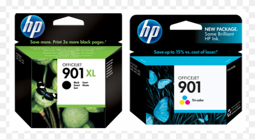 1001x517 X Hp 901 Tri Colour Amp Hp 901xl Black Combo Pack Hp 901 Colour Ink Cartridge, Label, Text, Poster HD PNG Download