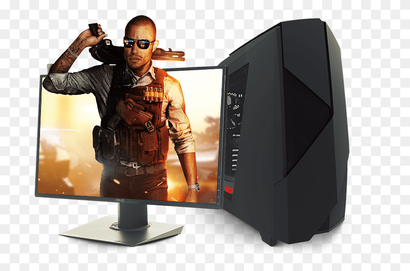 726x496 Xfixit Builds High End Custom Pc39s For Gamers Designers Battlefield Hardline, Person, Human, Monitor HD PNG Download