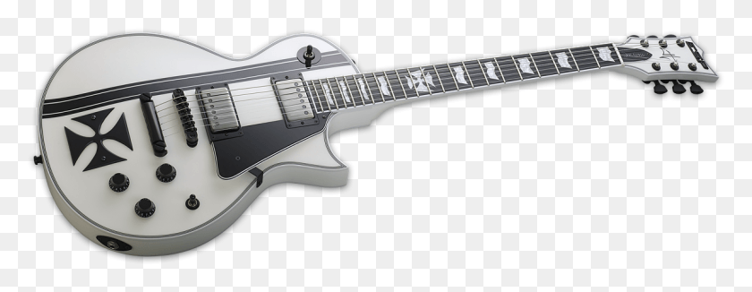 1190x406 Xlarge Esp Iron Cross White, Гитара, Досуг, Музыкальный Инструмент Hd Png Скачать