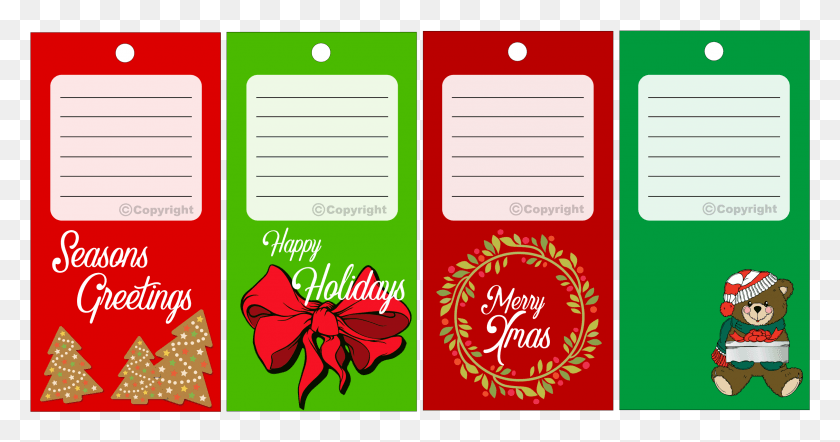 2424x1190 Xmas Gift Tag Set Christmas Teddy Bear Clip Art, Text, Label, Envelope HD PNG Download