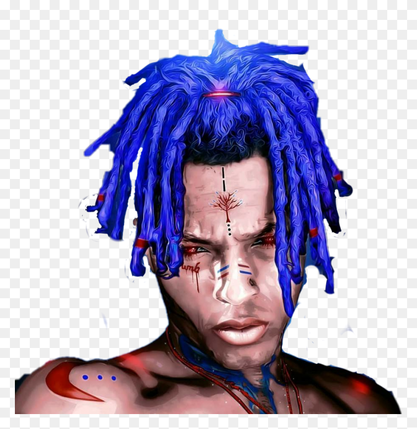 918x946 Xxxtentacion With Blue Hair, Head, Costume, Person HD PNG Download