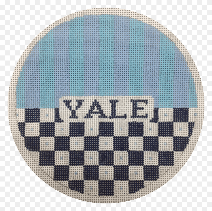1518x1514 Yale Ornament Black And White Check Circle, Rug, Embroidery, Pattern Descargar Hd Png