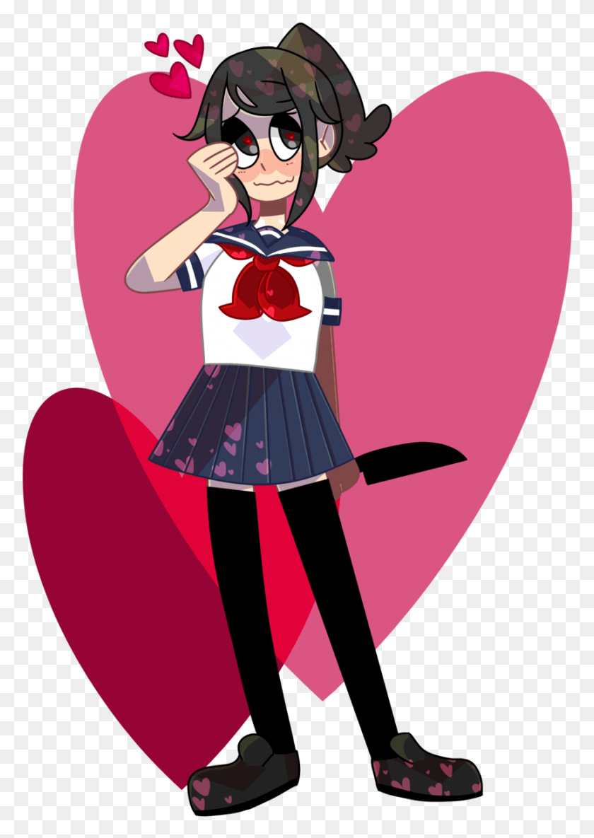 861x1242 Yandere Simulator Red Pink Vertebrate Fictional Character Yandere Heart Transparent, Person, Human, Performer HD PNG Download