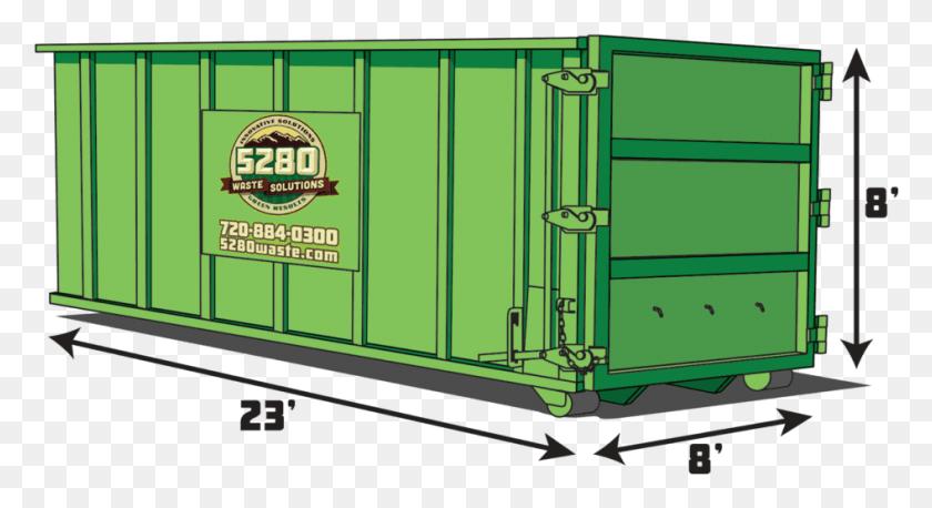 946x483 Yard Roll Off Closed Top Dumpster 20 Yard Roll Off Dumpster, Shipping Container, Vehicle, Transportation HD PNG Download