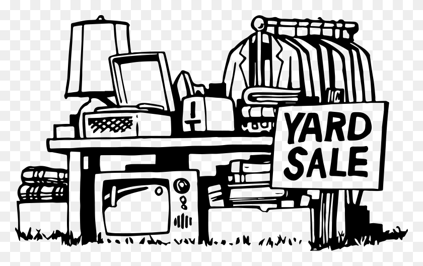 5346x3208 Yard Sale Clip Art Black And White, Bulldozer, Tractor, Vehicle HD PNG Download