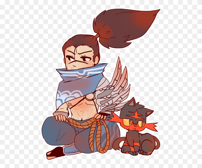 504x637 Yasuo And Litten League Of Legends Yasuo, Animal, Bird HD PNG Download