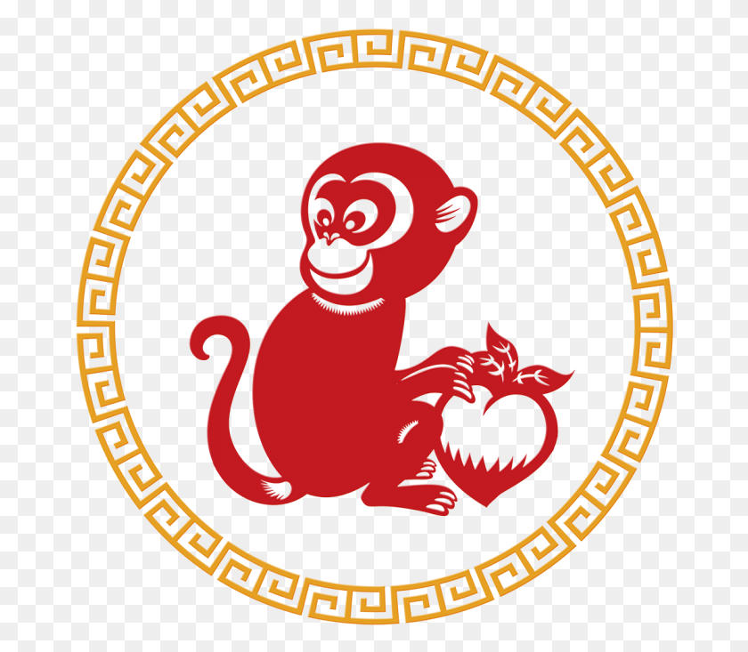 672x673 Year Of The Monkey Greek Pattern Circle, Logo, Symbol, Trademark HD PNG Download
