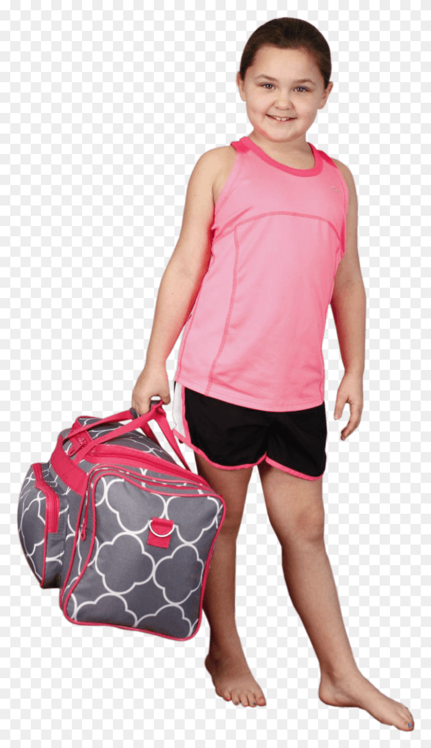 802x1436 Year Old Girl With Big Kids Duffle Bag 10 Year Old Transparent, Person, Human, Clothing HD PNG Download