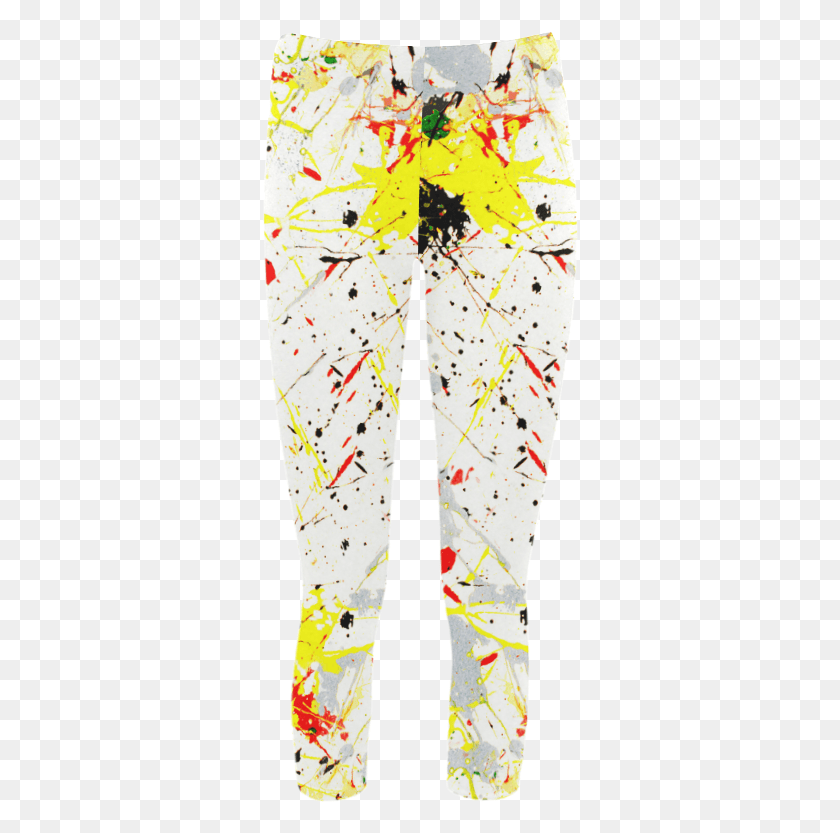 318x773 Yellow Amp Black Paint Splatter Capri Legging By Pajamas, Tie, Accessories, Accessory HD PNG Download