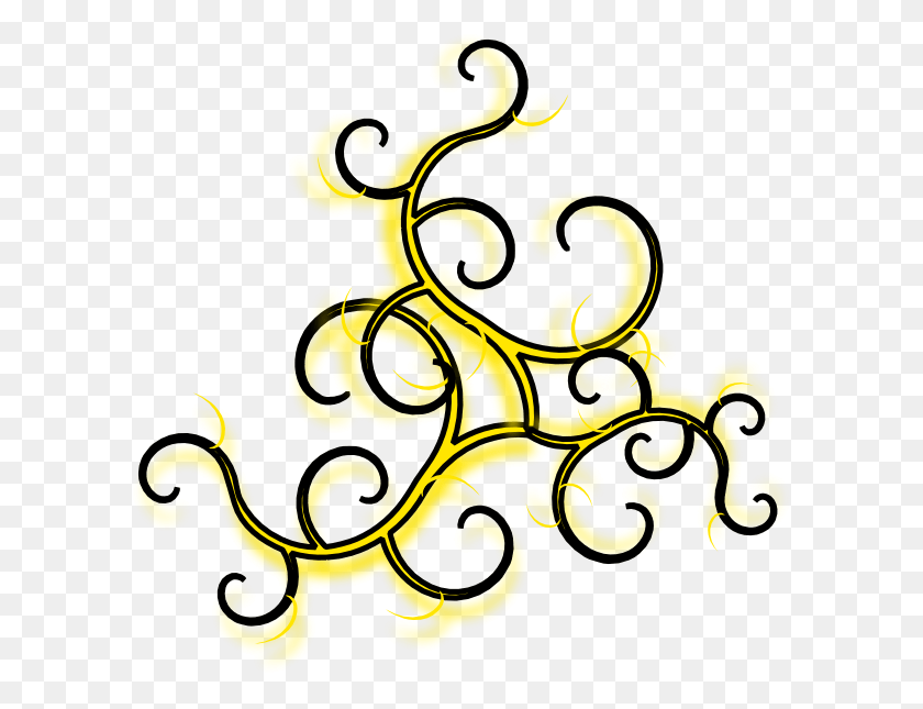 600x585 Yellow And Black Swirls, Graphics, Floral Design HD PNG Download