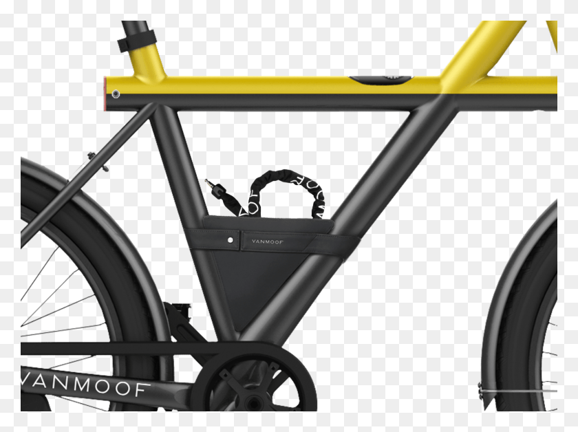 1645x1200 Yellow Bike Sideview With Chain Bag With Chain Vanmoof, Bicycle, Vehicle, Transportation HD PNG Download