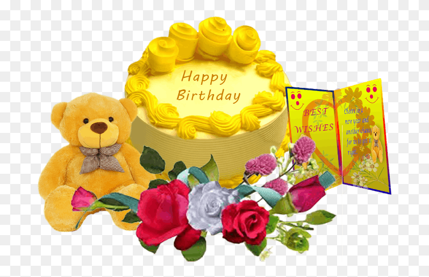 695x482 Yellow Birthday Combo Cake Design Half Kg, Dessert, Food, Birthday Cake HD PNG Download