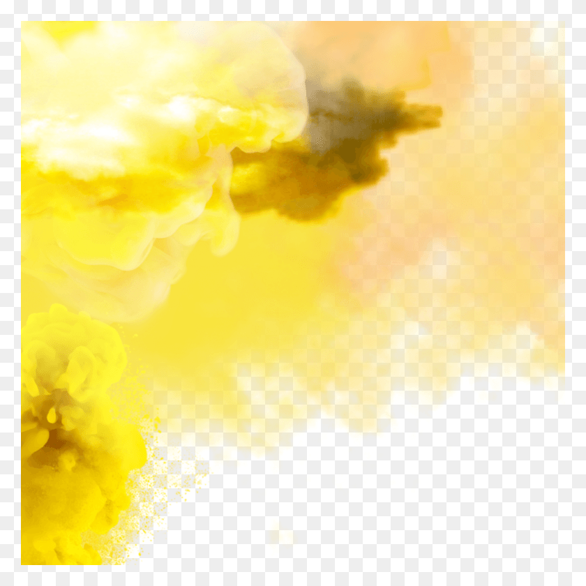 1024x1024 Желтые Облака Дым Эстетическая Акварель Краска, Растение, Погода, Природа Hd Png Скачать