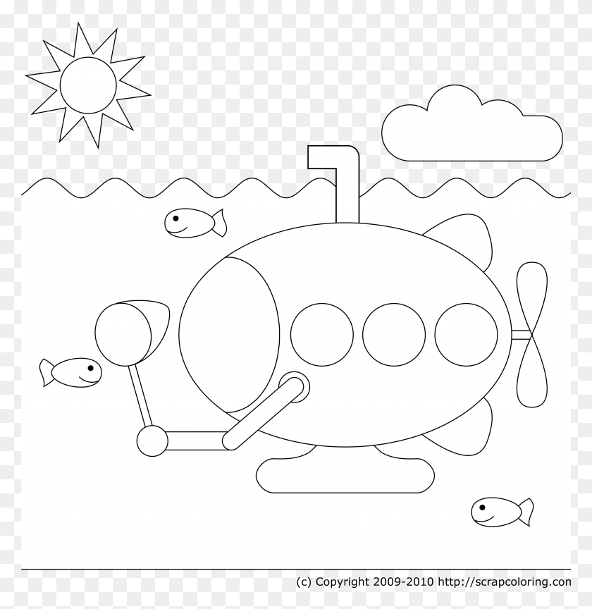 3601x3714 Yellow Crayon Coloring Pages 2 By Catherine Submarine Coloring Pages, Doodle HD PNG Download
