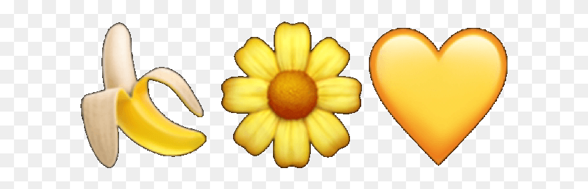 611x211 Yellow Emoji Tumblr Aesthetic Flower Banana Heart Aesthetic Banana, Plant, Blossom, Daisy HD PNG Download