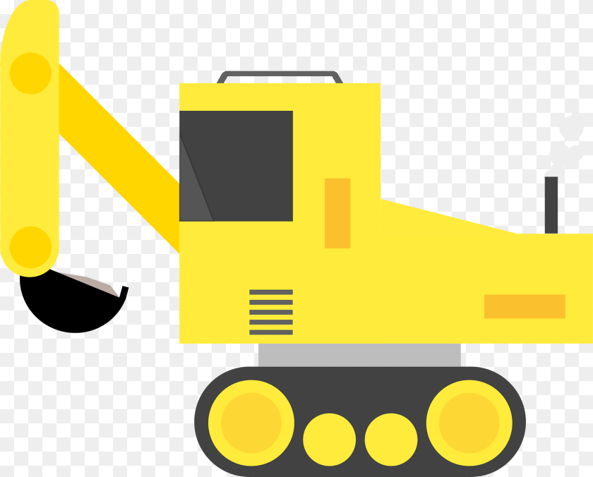 Yellow Excavator Clipart, Machine, Bulldozer Transparent PNG