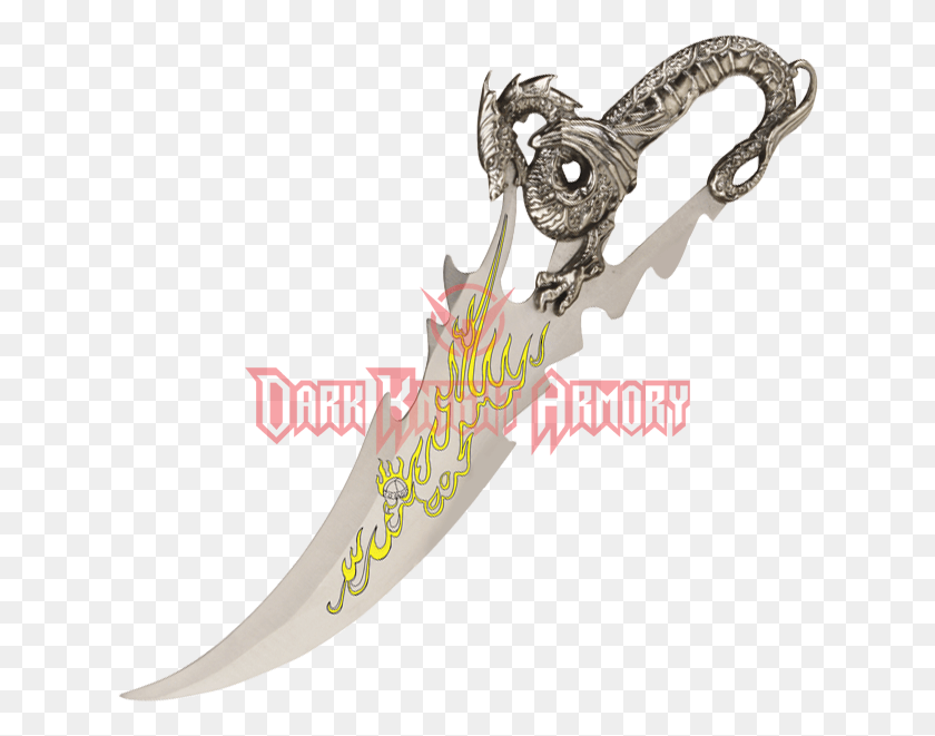 632x601 Yellow Fire Breathing Dragon Dagger Melee Weapon, Weaponry, Blade, Knife HD PNG Download
