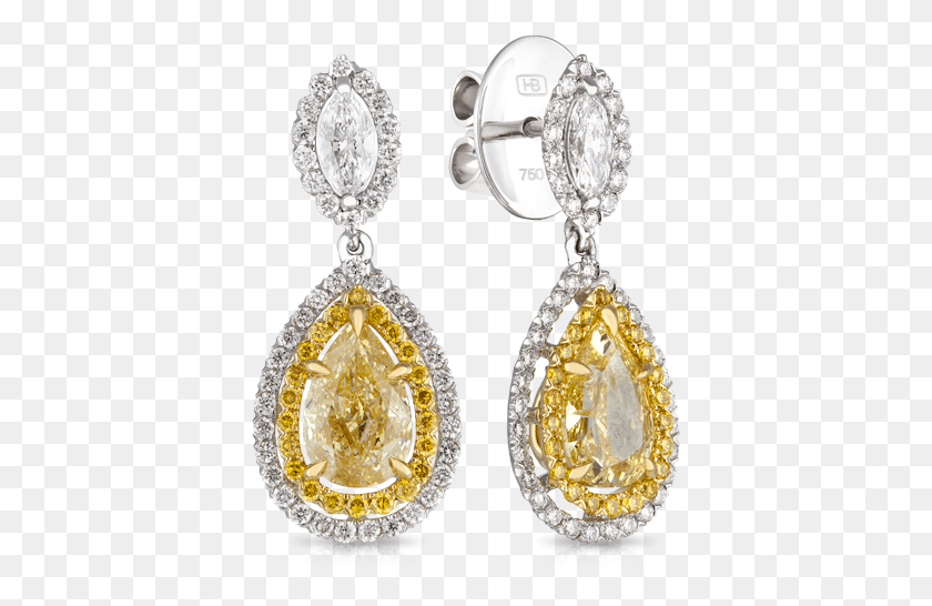 387x486 Yellow Gold And Platinum Pear Diamond Earring Earrings, Accessories, Accessory, Jewelry HD PNG Download