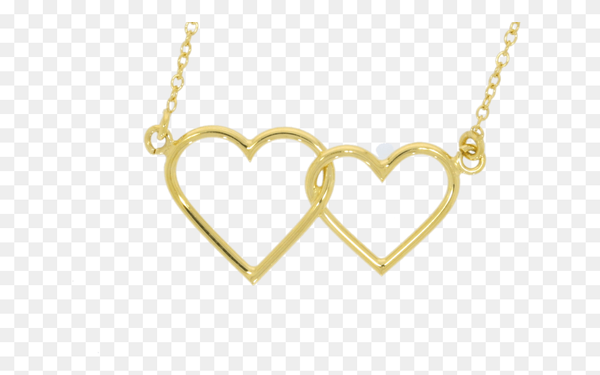 642x466 Ожерелье С Подвеской В ​​Виде Двойного Сердца Из Желтого Золота, Ювелирные Изделия, Аксессуары, Аксессуар Hd Png Скачать