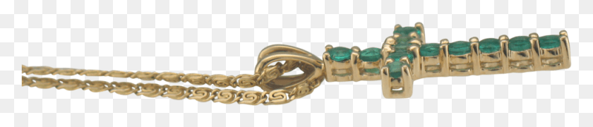 975x151 Yellow Gold Emerald Cross Pendant Chain, Accessories, Accessory, Gemstone Descargar Hd Png