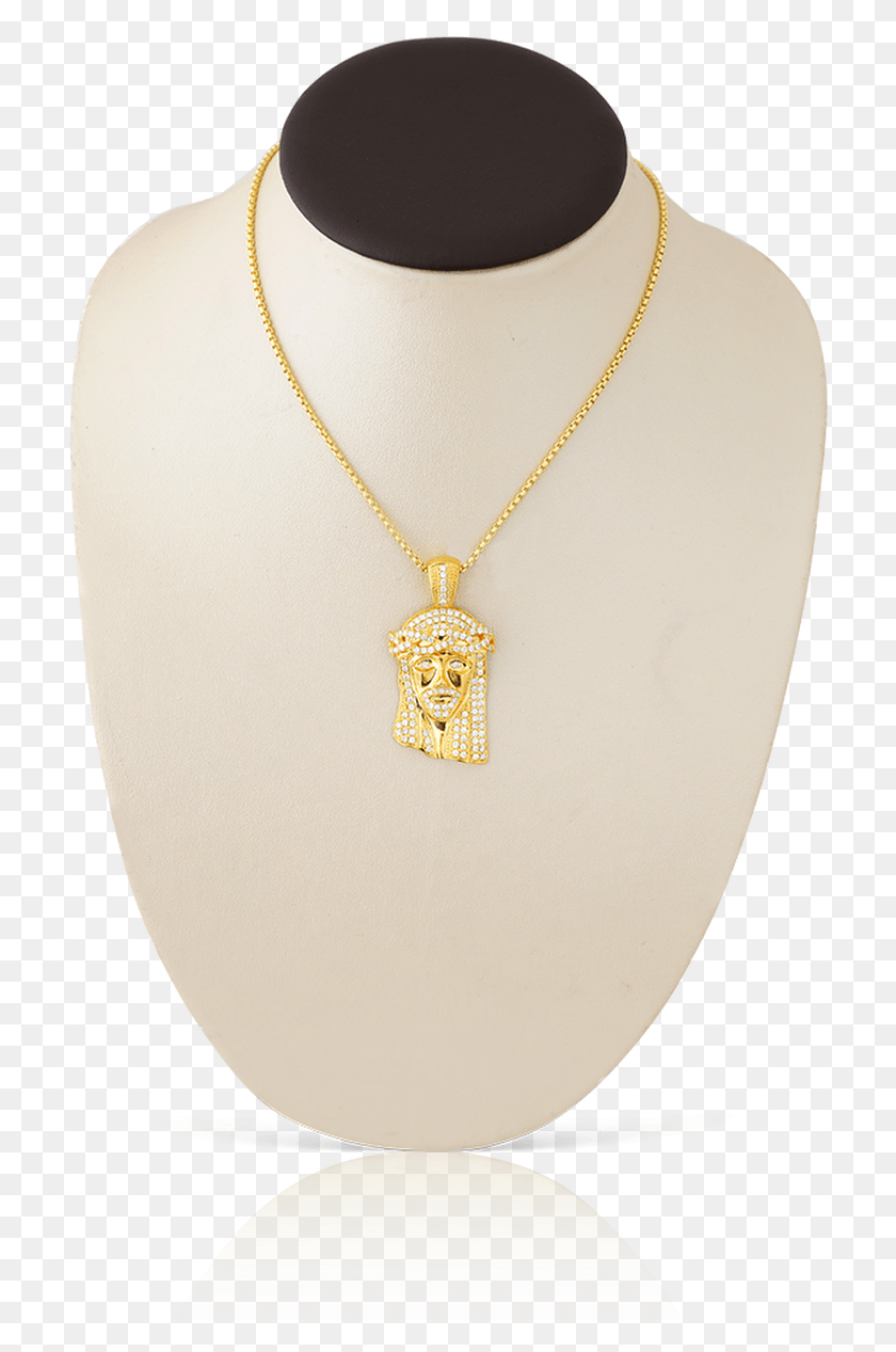 717x1207 Descargar Png Oro Amarillo Jesús Cabeza De Diamante Colgante Medallón, Collar, Joyas, Accesorios Hd Png