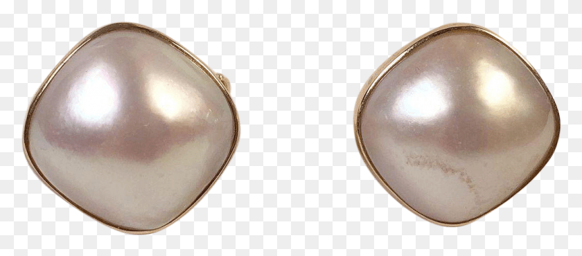 1042x415 Yellow Gold Mabe Pearl Pierced Earrings Omega Clips Earrings, Accessories, Accessory, Jewelry HD PNG Download
