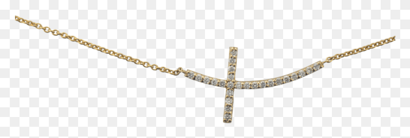 1001x287 Yellow Gold Sideways Cross Diamond Necklace Scottsdale Chain, Symbol HD PNG Download