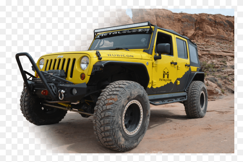 851x549 Yellow Jeep Jl Wrangler With Metalcloak Gear In The Jeep Metalcloak Fenders, Wheel, Machine, Truck HD PNG Download