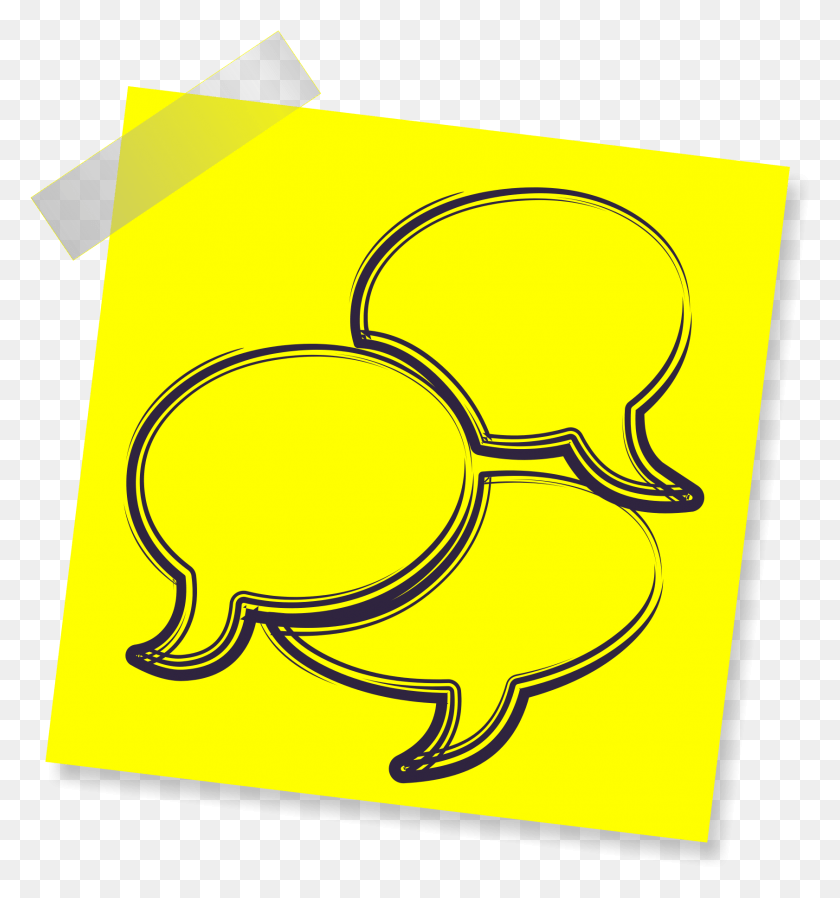 1681x1808 Yellow Post Note With Speech Bubbles Speech Bubble Clipart, Graphics, Label HD PNG Download