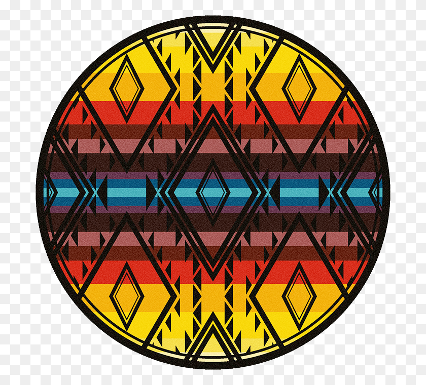 700x700 Yellow Red And Blue And Diamond Shapes On Round Rug Largemouth Bass, Logo, Symbol, Trademark HD PNG Download
